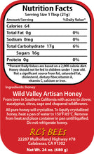 Load image into Gallery viewer, RC's BEEs Wild Valley Artisan Honey 24 oz Amber Honey Bear Squeeze Bottle