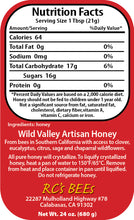 Load image into Gallery viewer, RC&#39;s BEEs Wild Valley Artisan Honey 12 oz Amber Honey Bear Squeeze Bottle
